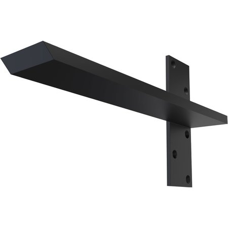 EKENA MILLWORK 2 1/2"W x 14"D Floating Steel Heavy Duty Wall Mount, Powder Coated Black BKTM02X14FWPBL